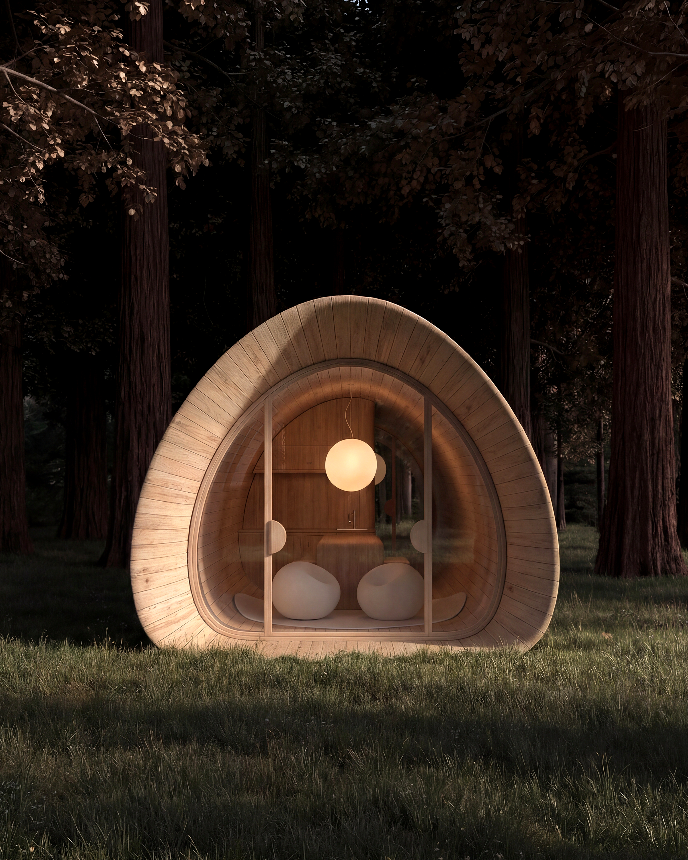 <span class='videoSpace'>FALLEN TREE</span> </br> A collaboration with our friends at Essesi Design Studio_this cabin is inspired by the Giant Redwood and Sequoia trees of California_where they grew up._ 3