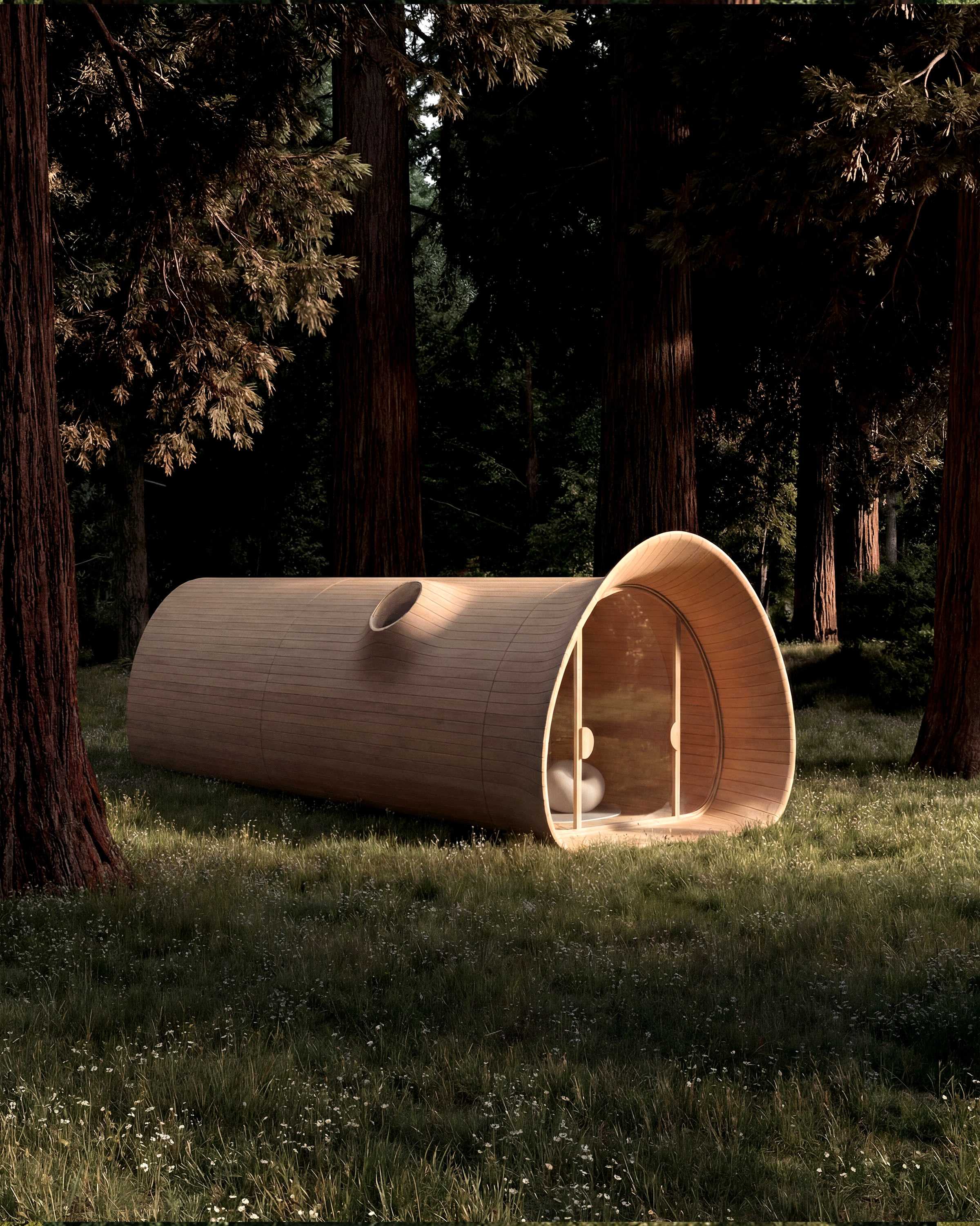 <span class='videoSpace'>FALLEN TREE</span> </br> A collaboration with our friends at Essesi Design Studio_this cabin is inspired by the Giant Redwood and Sequoia trees of California_where they grew up._ 4