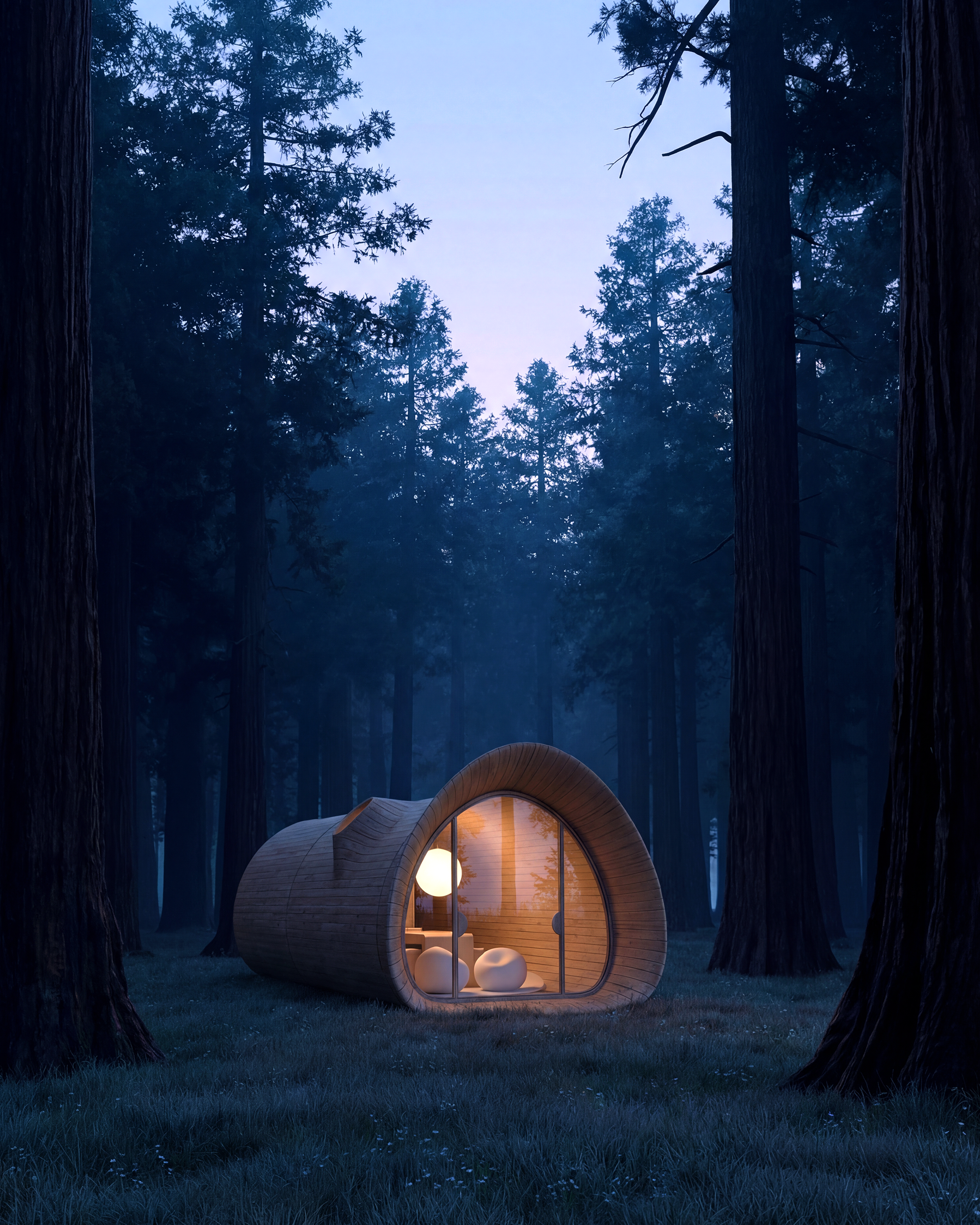 <span class='videoSpace'>FALLEN TREE</span> </br> A collaboration with our friends at Essesi Design Studio_this cabin is inspired by the Giant Redwood and Sequoia trees of California_where they grew up._ 7