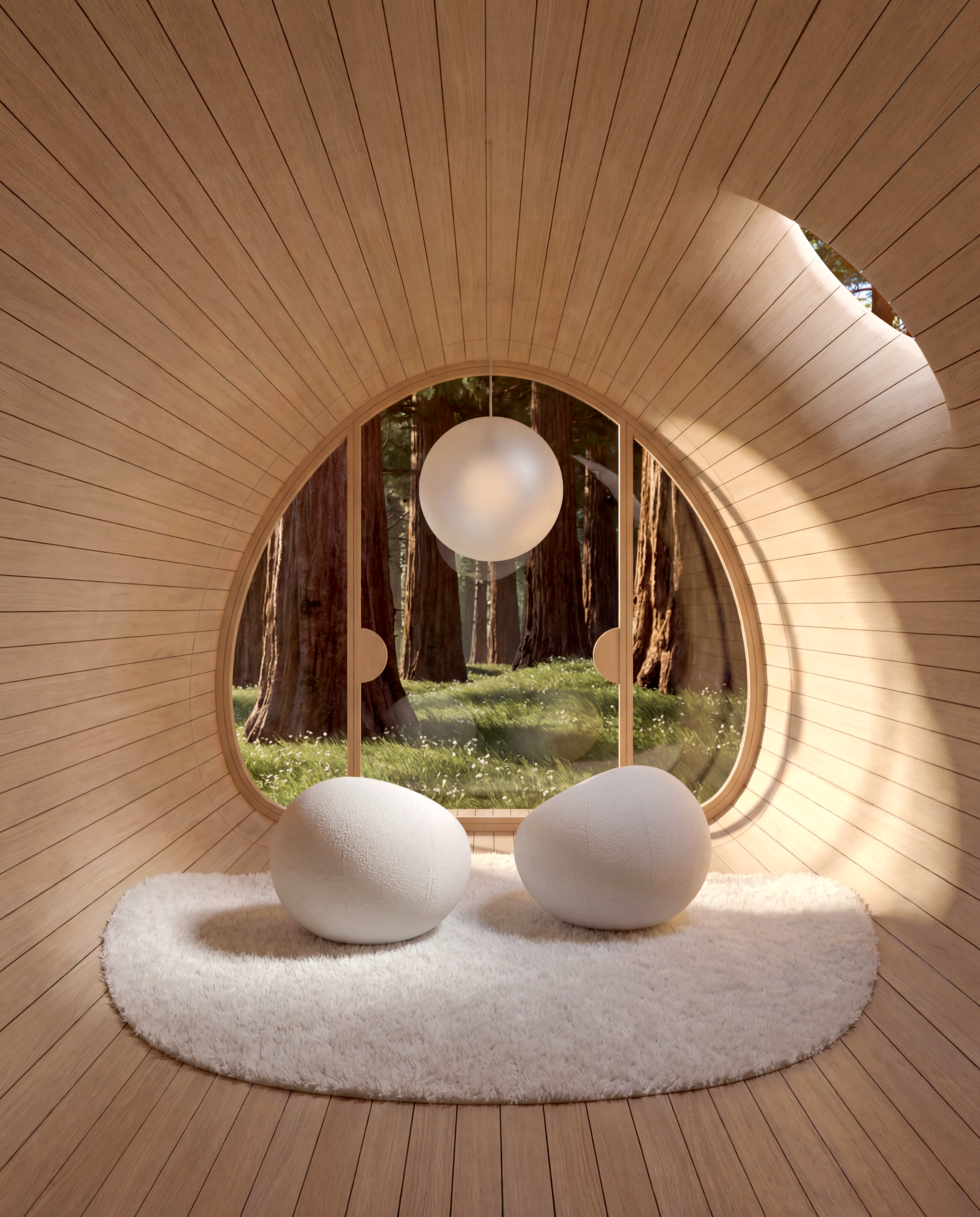 <span class='videoSpace'>FALLEN TREE</span> </br> A collaboration with our friends at Essesi Design Studio_this cabin is inspired by the Giant Redwood and Sequoia trees of California_where they grew up._ 8